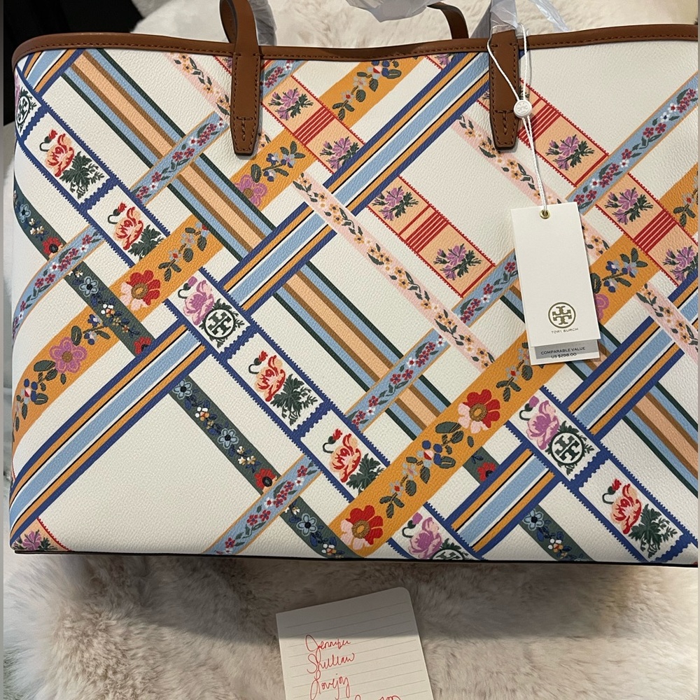 BNWT Tory Burch Kerrington Square Tote in Ribbon Weave